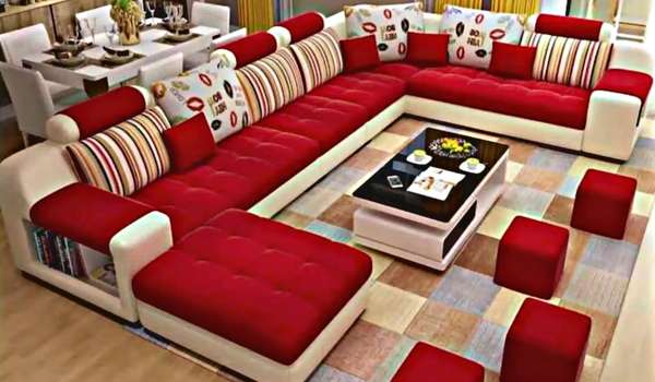 White & Red Contemporary Sectional Sofa