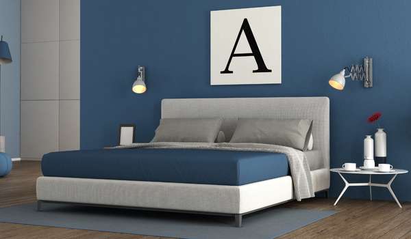 Blue Bed And Grey Accents