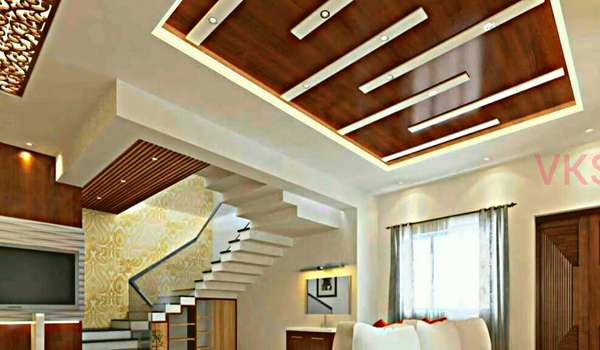 Wood panels false ceiling design