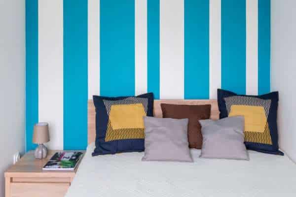 Blue And White Striped Bedroom Walls